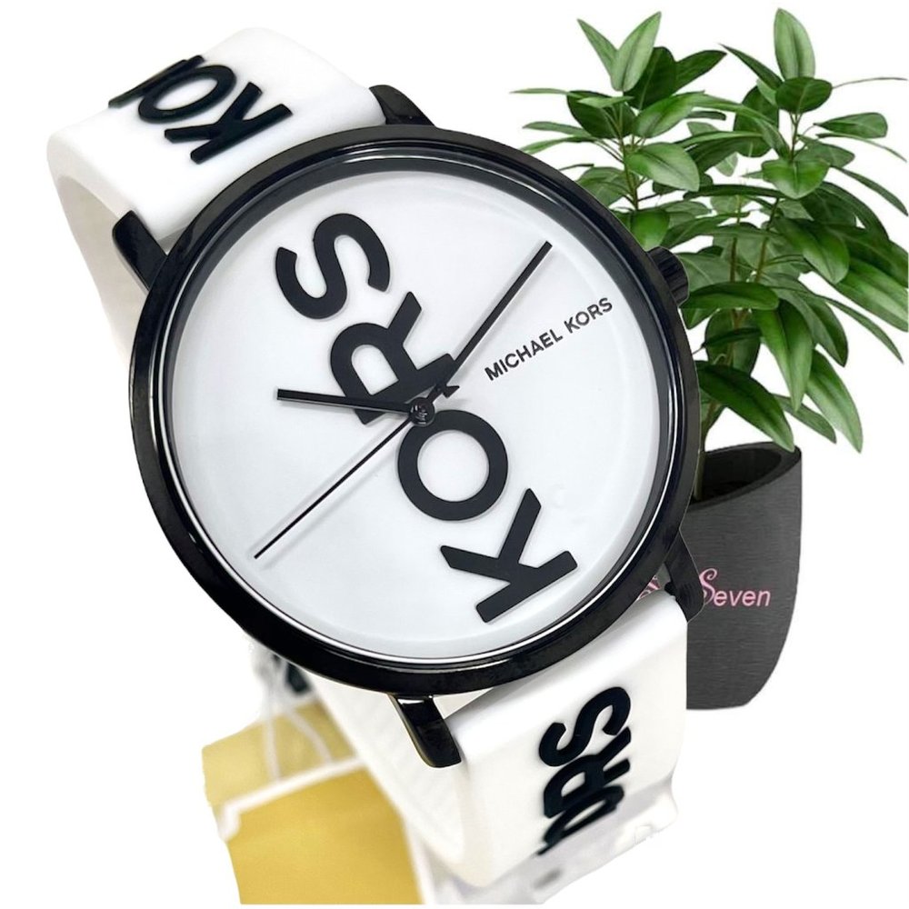 NWT MICHAEL KORS Charley Three-Hand White Silicone Watch MK2829